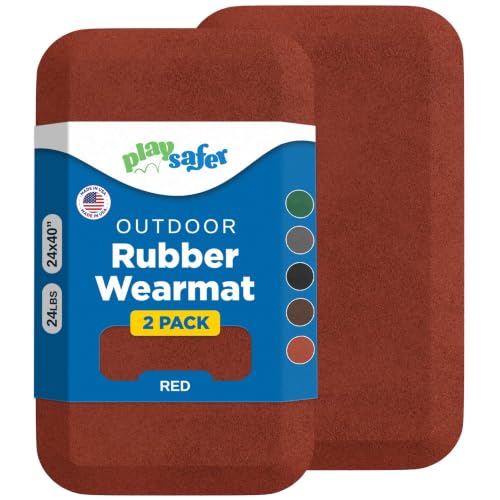 Playsafer Playground Safety Rubber Wearmat for Swingsets and Slides - 1" Thick X 24" W X 40" L (2 Pack, Red) - color: Red, size: 2 Pack (40" L x 24" W x 1" Thick)