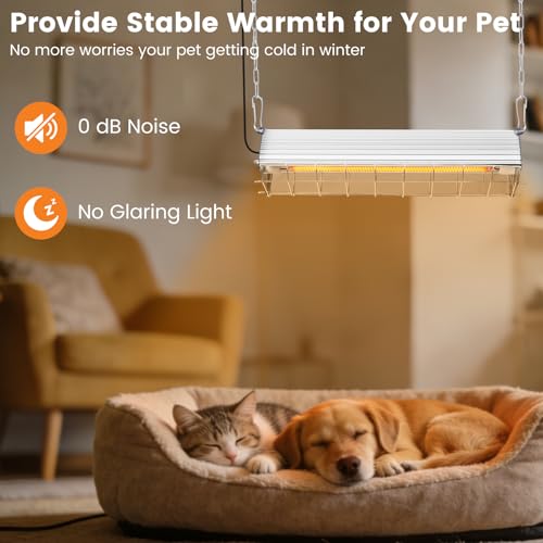 Fanspex 600W Hanging Heater for Poultry Chicken Coop Pet House Livestock Greenhouse, 2 Heating Mode with Adjust Height, 3S Fast Heating