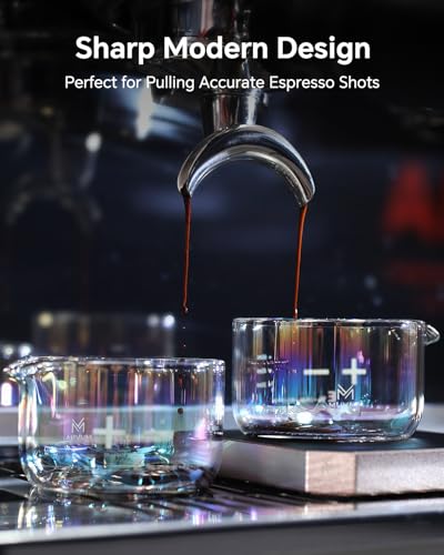Espresso Measuring Cup - Barista Glass Measuring Cup for Coffee Easy Pouring V-Shaped Spout Espresso Shot for Coffee Machine, Colorful 1 Pack - color: Iridescent