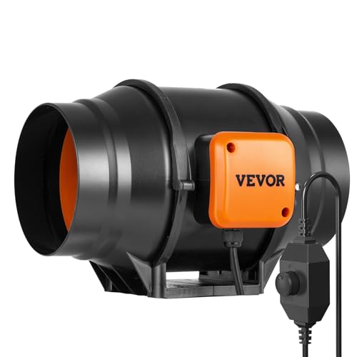 VEVOR Inline Duct Fan, 6-Inch 400 CFM with Variable Speed Controller, Quiet AC-Motor Ventilation Exhaust Fan for Cooling Booster, Grow Tents, Hydroponics - size: 6" Fan & Variable Speed Controller