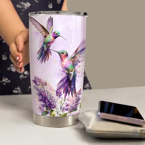 SANDJEST Hummingbird Tumbler 20oz Stainless Steel Insulated Travel Mug Cup for Women Girls Grandma Mom Hummingbird Gifts for Birthday Christmas Mothers Day - color: Hummingbird