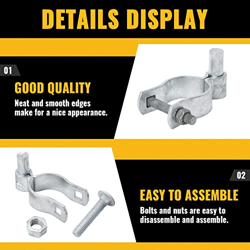 VIVIDA Chain Link Fence Gate Hinge, 1-7/8" Male Gate Post Hinge, 4 PCS | Chain Link Fence Hardware, Galvanized Steel, For 1-7/8" OD Post, Bolts & Nuts Included - size: 1-7/8" (4 PCS)