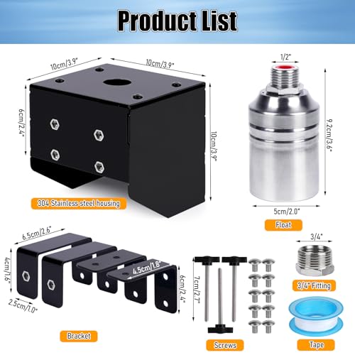 Water Trough Float Valve for Stock Tank | Stock Water Tank Float Valve, Fully Automatic Water Level Control Float Valve for Ponds, Aquariums, Livestock Water Trough