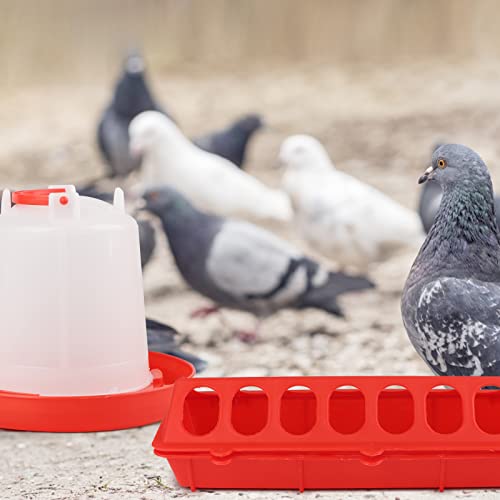 6 Pack Chicken Feeder Waterer Set, 1L Feeder Flip Top Feeding Dispenser with Anti-Spill Design for Pigeon, Chick, Duckling, Quail, Durable Plastic Feeding Supplies for Small Poultry Backyard Birds