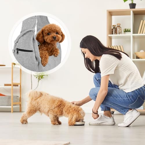 Dog Sling Carrier for Small Dogs and Cats Up to 16.5 Lbs, Breathable with Shoulder Pad Pet Crossbody Shoulder Bag, (Gray, 1 Pcs) Intended for Outdoor/Camp/Travel - color: Gray