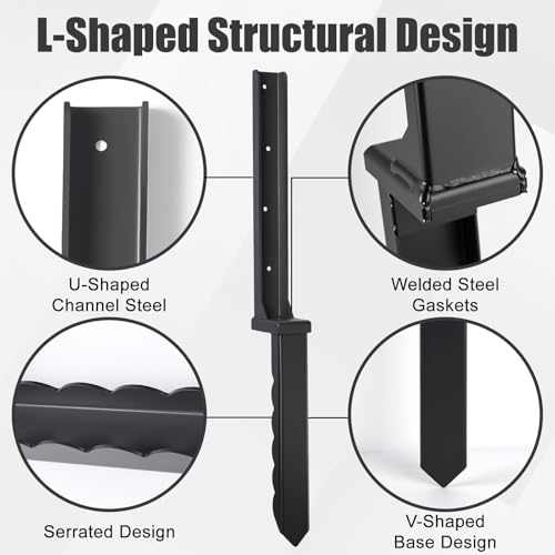 4 Pcs 30" Tall Fence Post Repair Kit | Heavy-Duty Serrated Design Fence Post Repair Piles, specifically designed to repair tilted/broken/ wobbly wooden fences