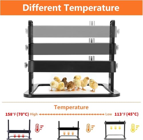 Brooder Plate for Chicks, 10"X10" Chick Brooder Heater Plate with Adjustable Temp, Height & Angle, Brooder Heating Plate for 15 Chicks, Ducklings, Goslings, Quails and Other Small Poultry