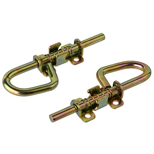 Loop Style Spring Locking Barrel Bolts Door Latch Hardware for Sheds, Gates, Barn Doors, Wooden Window, Chicken Coops - 1 Pair Includes 8 Screws - color: Gold
