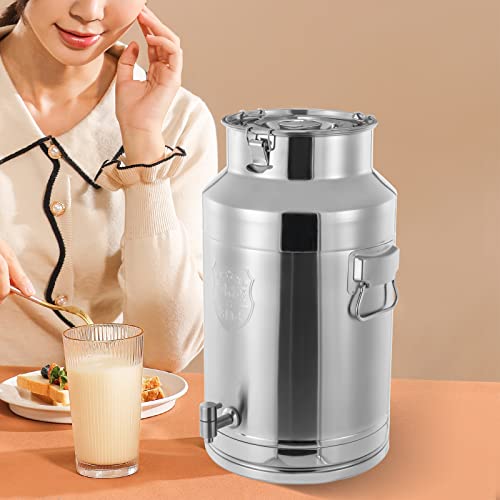 Stainless Steel Milk Can, 35 Liter Seamless Milk Jug Wine Pail Bucket with Spigot 9.24 Gallon Anti-Leak Liquid Storage Container Milk Pail with Sealed Lid Heavy Duty (35L with Spigot) - size: 35L with Spigot