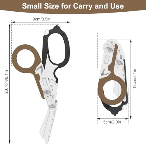 6-in-1 Heavy-Duty Emergency trauma shears (Black brown) - color: Black Brown