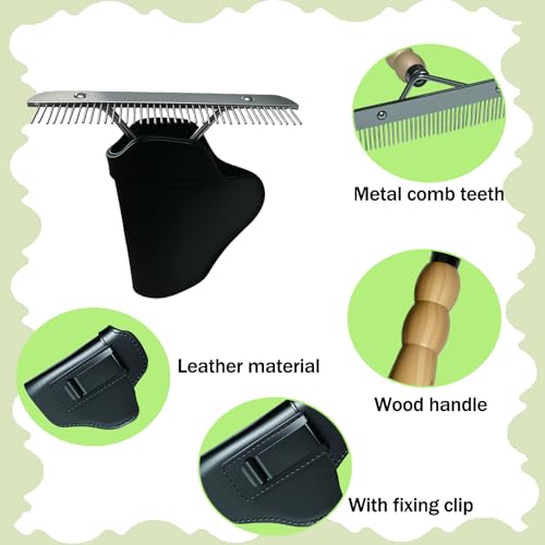 1 Set Leather Comb & Brush Holder Display Stand with Mini Fluffer - Pet Grooming Kit for Livestock Show, Cattle, Dogs, Horses