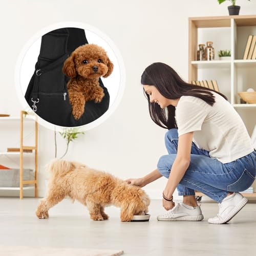 Dog Sling Carrier for Small Dogs and Cats Up to 16.5 Lbs, Breathable with Shoulder Pad Pet Crossbody Shoulder Bag, (Black, 1 Pcs) Intended for Outdoor/Camp/Travel - color: Black
