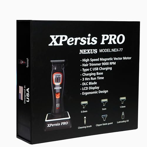 PRO Nexus Barber Hair Clipper and Trimmer for Men Vector Motor Dual Coil 9000 RPM Low Vibration