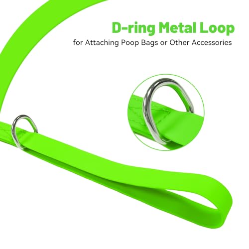 Waterproof Dog Leash, 5/6 FT Durable Odor-Proof Dog Leashes with Strong Metal Hooks Fits Small Medium or Large Dogs (Green, 6FT - 1 inch Width) - color: Green, size: 6FT - 1 inch Width