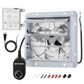 Criditpid 14 Inch Shutter Exhaust Fan, 1088 CFM Wall Mounted Attic Fan, Greenhouse Fan with Speed Controller and Thermostat for Garages, Warehouse, Shed, Basement, Chicken Coops Ventilation, 1450 RPM - size: 14 Inch Shutter Exhaust Fan