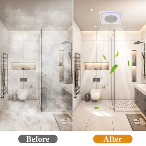 12" Bathroom Exhaust Fan with Light Ultra Quiet Ventilation Fan Combo 1.0 Sone 220CFM 10"x10" Mount (Induction) - color: Induction