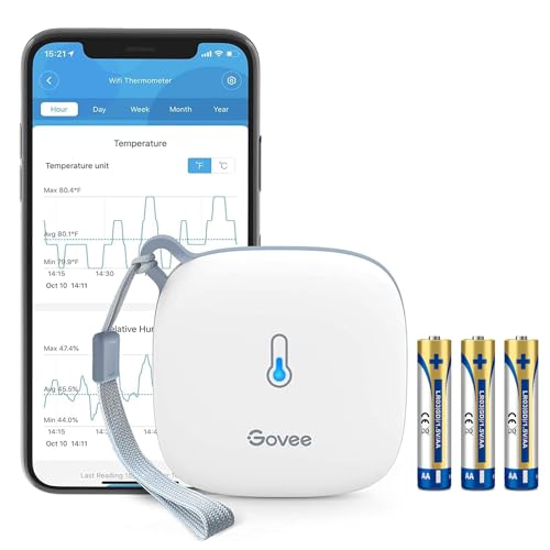 Govee WiFi Thermometer Hygrometer H5179 with App Notification Alert | Humidity temperature sensor, portable. Wireless remote monitor greenhouse, incubator, wine cellar with 2-yr data