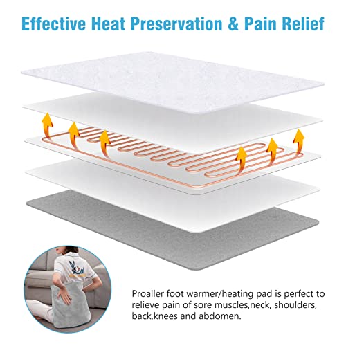 Electric Heated Foot Warmer Soft Flannel Foot Heater with 2h Auto Off & 3 Heat Levels Full Body Use Heating Pad for Feet, Abdomen, Cramps, Pain Relief Pocket Design 16" x 22" Grey - color: Grey