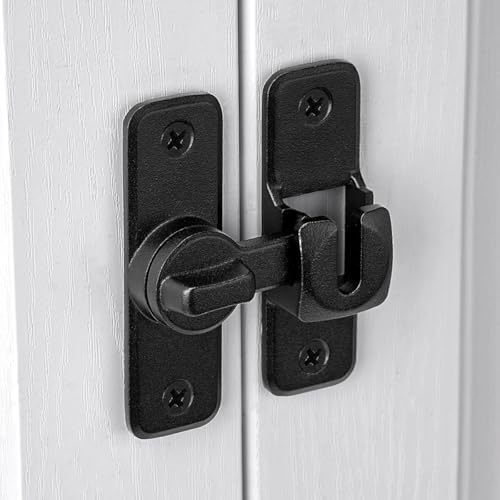 2 Pcs Matte Black 90/180 Degree Flip Latch,Zinc Alloy Barn Door Latch | Right Angle Door Lock Latch,Sliding Door Latch Lock,for Cabinets,Bedroom,Fence Gates,Window,Garden,Garage,Pet Cage - color: Matte Black