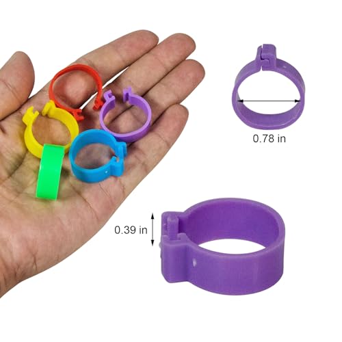 Chicken Leg Bands, 50 Pack, 20mm, 5 Colors, Poultry ID Tags for Ducks, Bantam, Guinea, Goose (50, Multicolor)