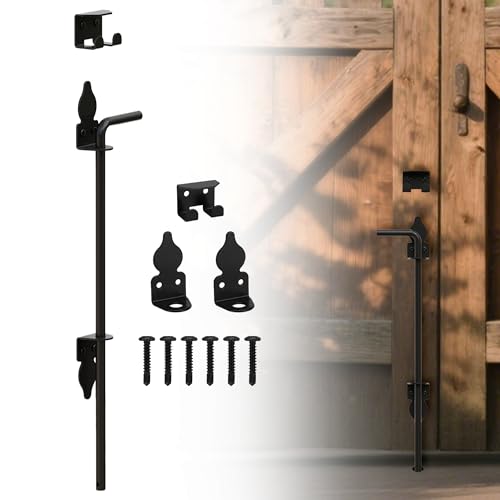 36" Heavy Duty Cane Bolts for Gates with Black Rustproof Powder Upgraded Hardware Gate Drop Rod for Wood PVC Vinyl Fences Gates, Double Doors-1 Pack - size: 36 Inch-1pack