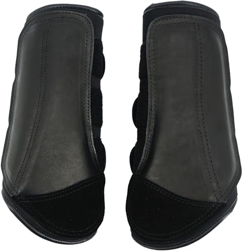 Jeereal Brushing Horse Boots Equine Boots | Protective Gear and Training Equipment | Neoprene,Waterproof Cloth and Genuine Leather Made of (Black, Full (Large)) - color: Black, size: Full (Large)