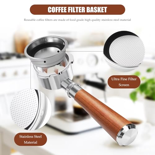 2-Pcs 51mm Pressurized Coffee Filter Basket Fit for Capresso Cafe Barista BVMC-ECMP1000 and for Gevi Espresso Machine, Reusable Filters