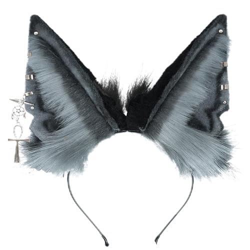 Handmade Wolf Ears Headband Fox Ear Hairband Wolf Cosplay Props - color: C Gray