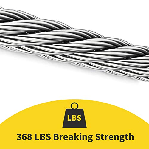 1/16 Wire Rope, 200FT 304 Stainless Steel Cable with 100Pcs Crimp Sleeves, Aircraft Grade, 7x7 Strand, 368lbs Breaking Strength, for Garden Trellis, Clothesline, Railing,Trellis - size: 200 ft