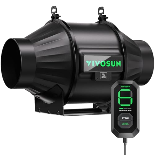 VIVOSUN T4 4" Inline Fan &Cycle Mode Speed Controller, 210 CFM Aerozesh Fan | 3 Cycle Modes, Grow Tent Kit Ventilation Fan, EC Motor, Programmable Exhaust Fan for Heating Cooling Booster, Hydroponics - color: Black Pro, size: 4"