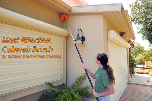 4-13 ft Cobweb Duster with Extension Pole 20 Foot High Reach | Spider Web Cleaner Cobweb Brush for Outdoor & Indoor Web Cleaning // Lightweight & Sturdy Telescopic Pole Kit - size: 13 feet