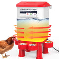 Hanging Heated Chicken Waterer, 2 Gallon Plastic Chicken Water Heater Heated Poultry Drinker, Detachable Legs, Winter and Summer Dual-use, Poultry Water Heater for Chicken Goose Duck - Red