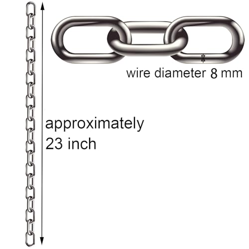 2 Pcs 5/16 x 23 Inch Link Chain 304 Stainless Steel Coil Chain, 8mm | for Transport Tie Down Binder Chain Pulling Towing Hanging, Home, Camping, Pet Towing - size: 23 x 5/16 inch