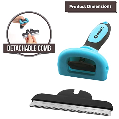 Gonicc PDT- 1001 Professional Pet De Shedding comb Tool Blue | Effectively Reduces Shedding by Up to 95%, Ideal for Short, Medium, Long Hair, Ergonomic Non-Slip Handles, Durable And Stable