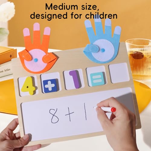 BESTAMTOY Montessori Math Board Toy - Double-Sided Finger Counting & Number Tracing Board Number Blocks, Wooden Math Manipulatives for Kids Ages 3-6, Preschool Classroom Homeschool Educational Games
