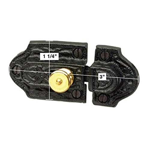 Renovators Supply Manufacturing Ornate Cast Iron Slide Cabinet Latch with Brass Knob Cupboard Door Catch Pack of 2 - color: Antique Brass, size: Pack of 2