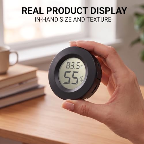 Weewooday 20 Pcs Mini Hygrometer Thermometer Digital LCD, Black | Monitor Indoor Outdoor Room, Humidity Meter Temperature Gauge for Greenhouse Garden Reptile Incubator Cellar,℉ or ℃ - size: Black
