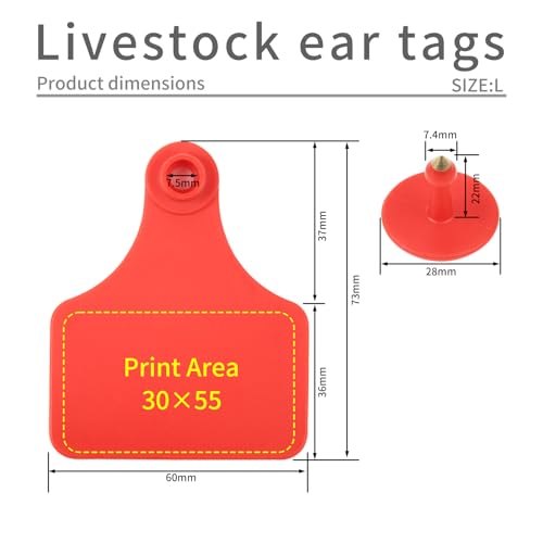 500pcs Farm Animal Ear Tags Numbered 001-500 Livestock Identification for Cattle Cows Hogs Pigs Sheep Goats (500, Large-Red) - color: Large-red