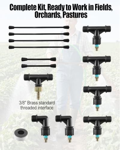 6-Nozzle Agricultural Spray Wand, 7.5Ft Boom Sprayer for Tractors & UTVs | Wide Coverage Sprayer Boom with Adjustable Nozzles from Fine Mist to Jet, Corrosion Resistant Universal Connector for Farm