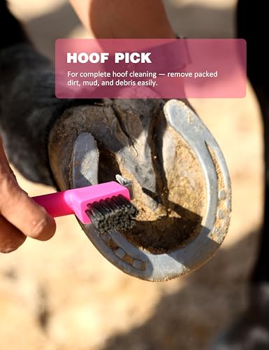 Shinewell Horse Grooming Kit, Complete Horse Brush Set, Equine Grooming Tools for Shedding & Daily Care Pink - color: Pink