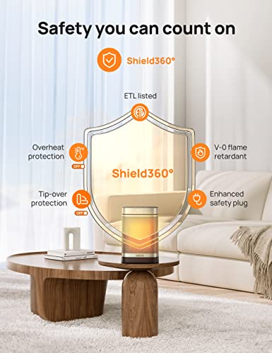 DREO Space Heater for Bathroom and Indoor, Safe and Quiet Portable Heater | ALCI Safety Plug, 41-95°F Digital Thermostat, Remote, 70°Oscillating, 12h Timer, 5 Modes, 1500W PTC Ceramic Heater
