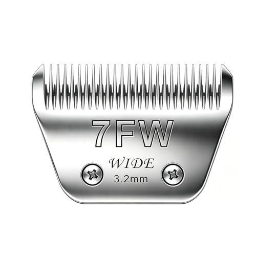 Wide Blades for Dog Grooming, Size #7FW Wide Blades,Cutting Length 1/8"(3.2mm) | Dog Clipper Blades Compatible with Andis, Oster A5, Wahl km10, Stainless Steel, For Dog, Cat, Horse - style: #7FW(3.2mm)