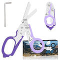 6-in-1 Heavy-Duty Emergency trauma shears (Double Purple) | Multifunctional Life-Saving Tool|Suitable for Emergency Rescue|Outdoor Exploration|DIY Construction and Maintenance - color: Double Purple