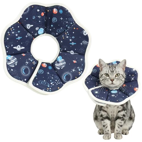 Cat Cone Collar Adjustable, Protective Recovery Collar Soft, Cat Cone for Prevent Licking Wound After Surgery, Pet Neck Cone for Kitten Cats（M） - size: M