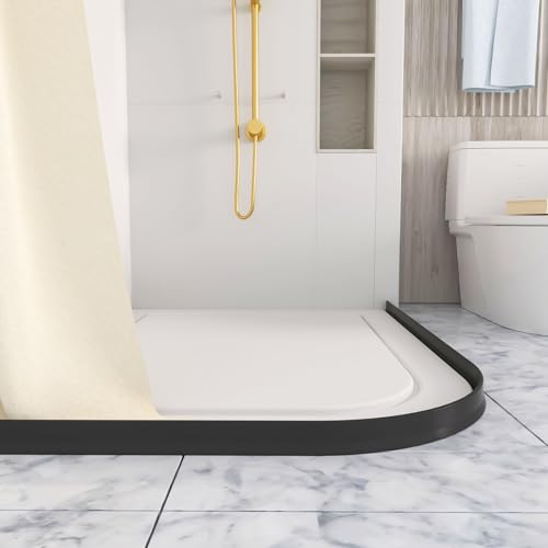 Raycity 3"H Shower Threshold Water Dam, Shower Water Guard, 74 Inch, Black | Silicone Rubber Water Stopper for Walk in Shower, Water Barrier, Prevent Leaks, Suitable for Bathroom, Kitchen - color: Black, style: 74 inch