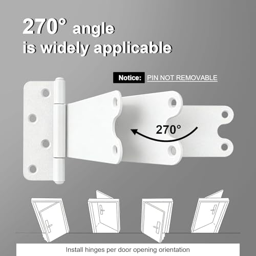 2 Pack 6" Door Hinges,280 Lbs Capacity Heavy Duty Gate Hinges | Matte white T-Strap Shed Gate Hinges,Barn Door, Shed Doors, rust-resistant,durable (6 inch- U - 2 Pack)-Patent Pending - size: 6 inch- U - 2 Pack