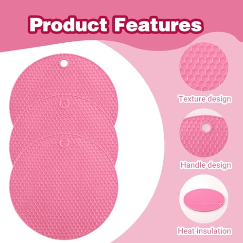 3Pcs Rubber Jar Opener,Round Large Jar Opener Gripper Pad Multipurpose Openers for Seniors Kitchen Non-Slip Coasters for Weak Hands,6.7x6.7Inch - Pink - color: Pink