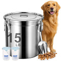 Newget 15lb Airtight Stainless Steel Dog Food Storage Container with Scoop | Large Metal Pet Food Containers Set with Sealed Lid, Metal Lock for Easy Open and Close, Keeps Fresh for Cat / Dog Food - size: 15 lb