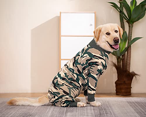 Dog Surgery Recovery Suit Female Male for Dogs After Surgery Medium Large Dogs Onesie Dog Pajamas Pjs Clothes (Green Camo, 28 (Chest 26.77 in | Backlength 18.11)) - color: Green Camo, size: 28 (Chest 26.77 in | Backlength 18.11)