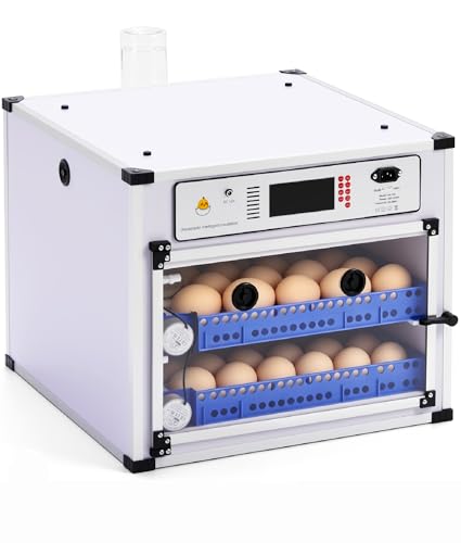 136 Eggs Automatic Egg Incubator with Auto Turner, Digital Temp Humidity Control & Water Refill, Poultry Incubator for Chicken Duck Goose Quail Pigeon Eggs, AC110V/DC12V Dual Power